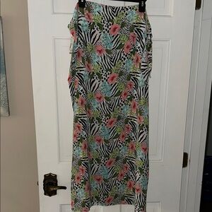 Westbound Beach Floral Zebra Print Skirt/Beach Bathing Suit Coverup One Size